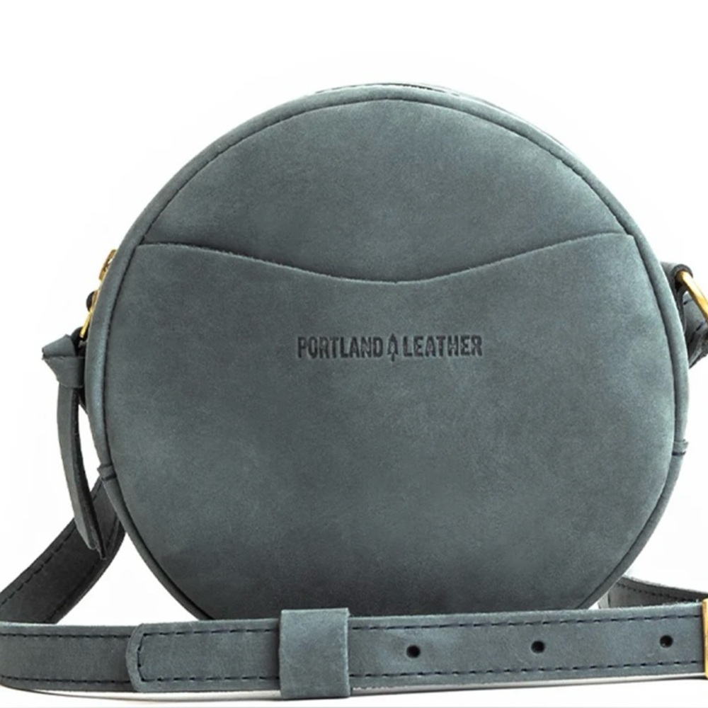 Portland Leather Small Circle Crossbody Bag Color Storm NWOT